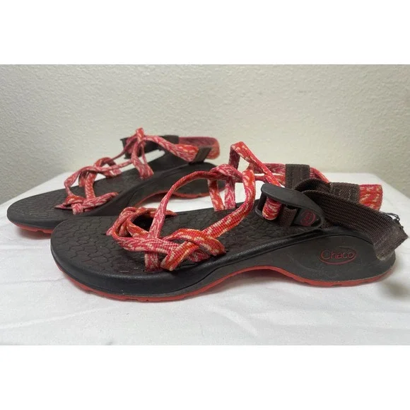 Chaco Z/Cloud 2 Sandals Womens 9 Brown Pink Orange Good Strappy Toe Loop Sporty - Picture 2 of 7